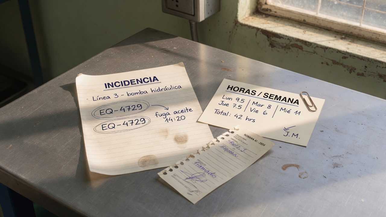 Nota técnica de una incidencia junto a su ficha de comité en horas semanales.